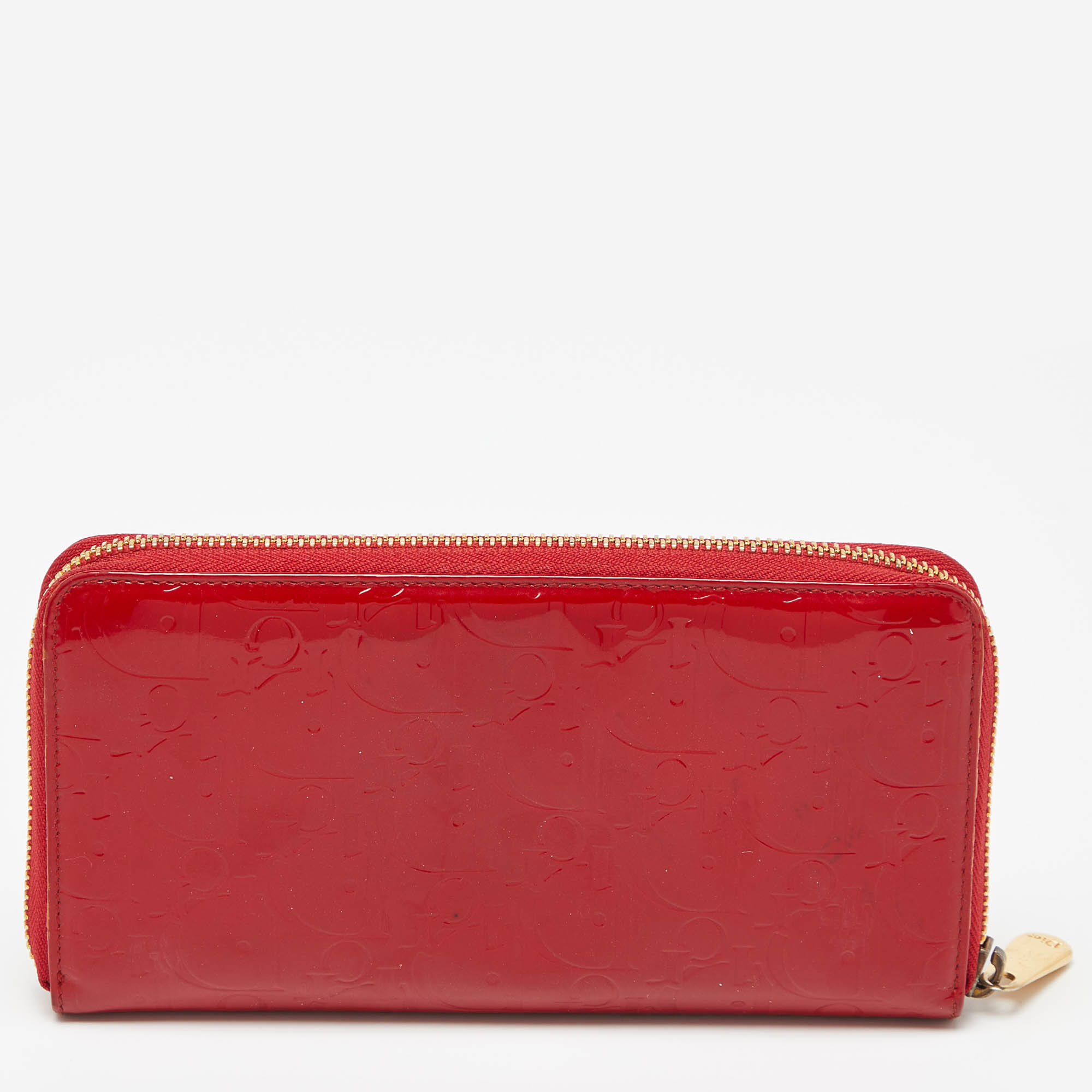 Dior Red Patent Leather Ultimate Zip Around Wallet