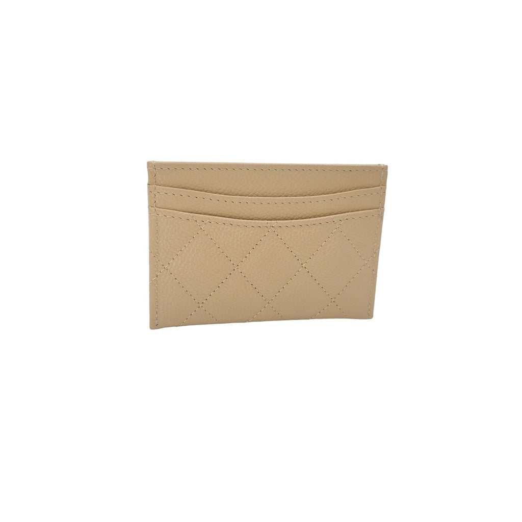 Chanel Interlocking CC Caviar Card Holder Beige