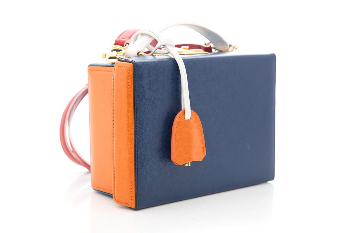 Mark Cross Blue & Orange Grace Box Handbag