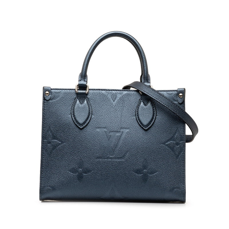 Louis Vuitton Monogram Emplant On The Gor PM Handbag Shoulder Bag 2WAY M58956 Metal Blue Leather  Louis Vuitton