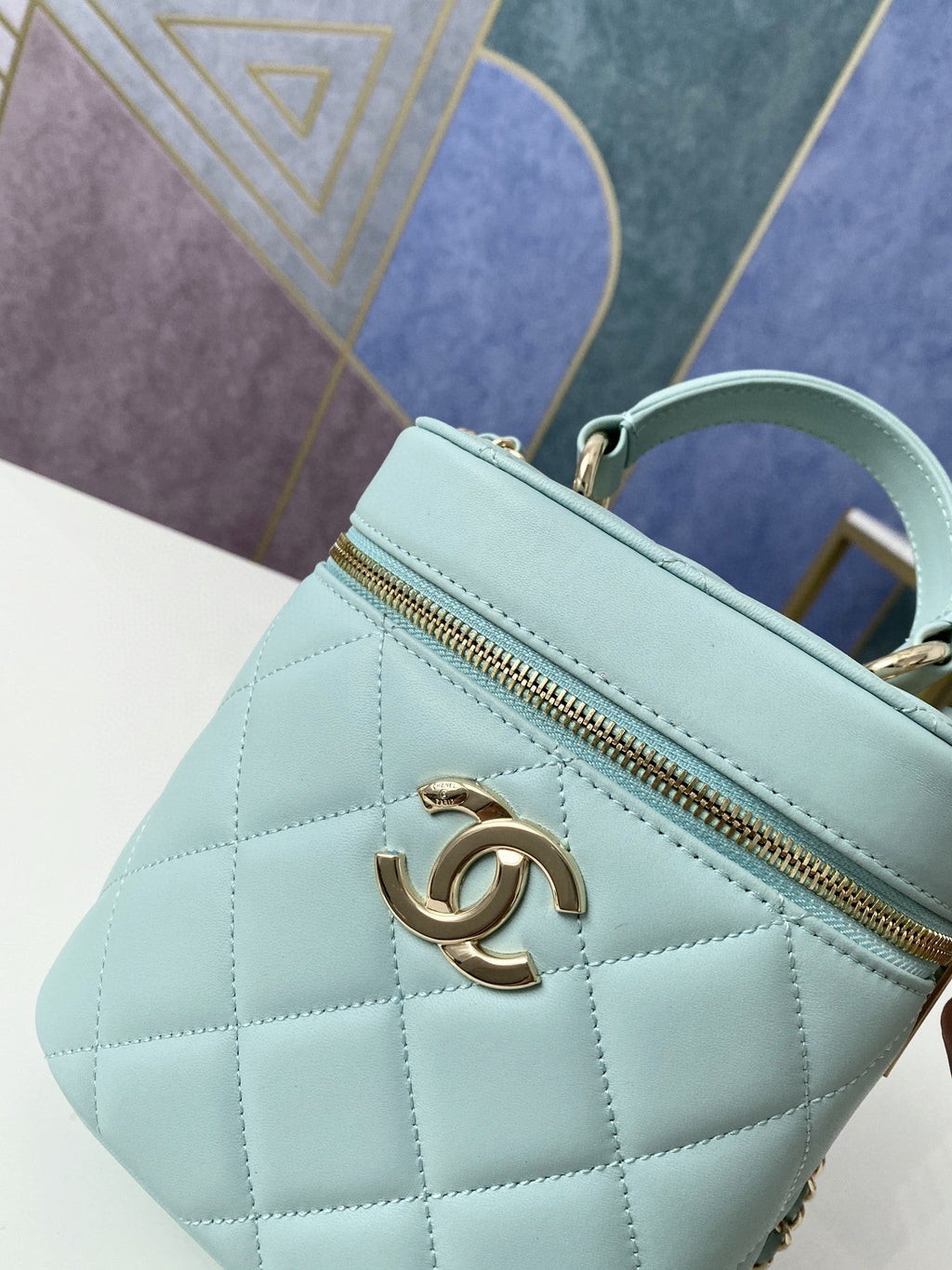 CHLVanity Case Gold Hardware Light Green For Women, Women’s Handbags, Shoulder Bags 9.4in/24cm 