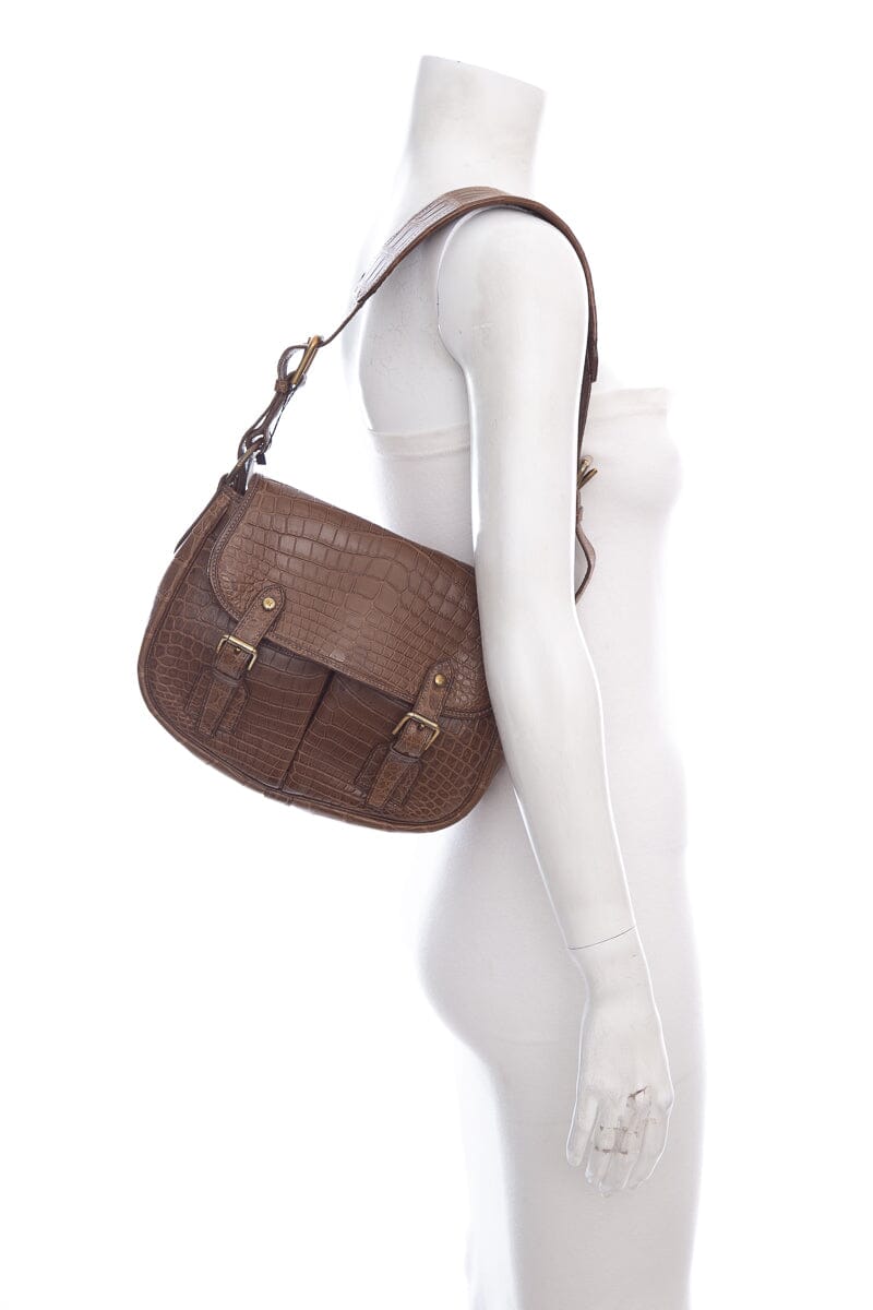 Ralph Lauren Brown Croc Handbag