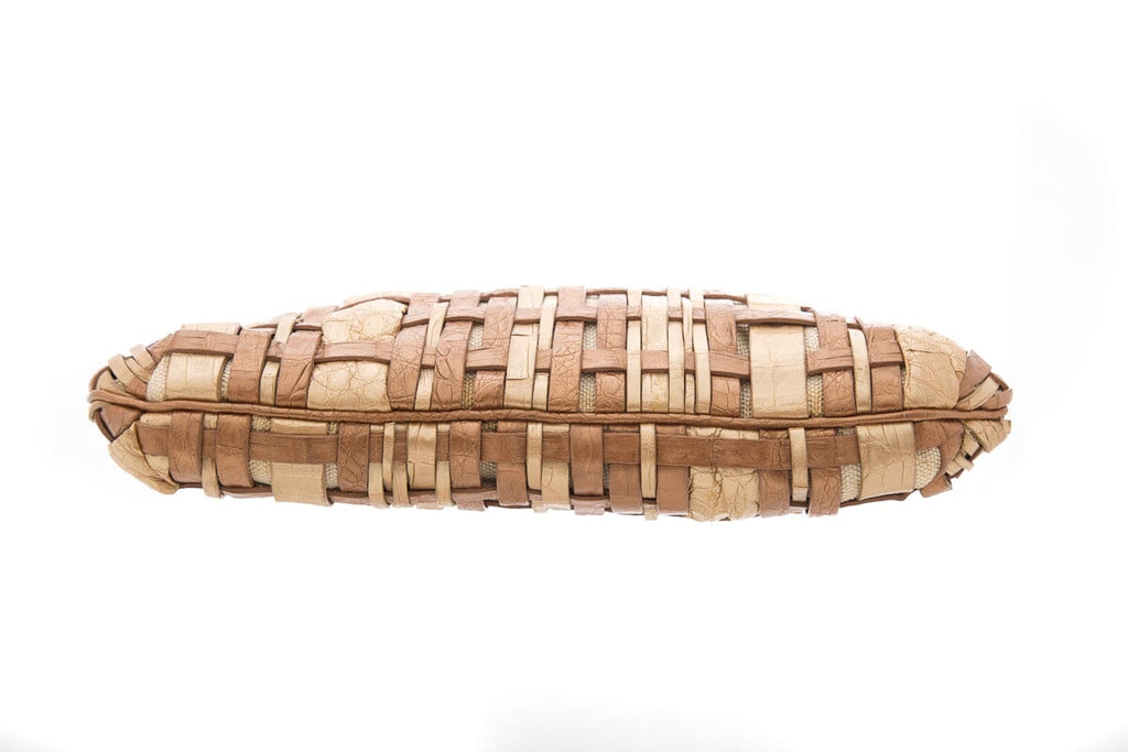 Nancy Gonzalez Brown & Gold Woven Handbag