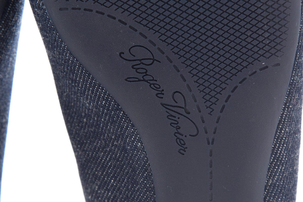Roger Vivier Gommettine Denim Sling-back Flats SZ 38.5