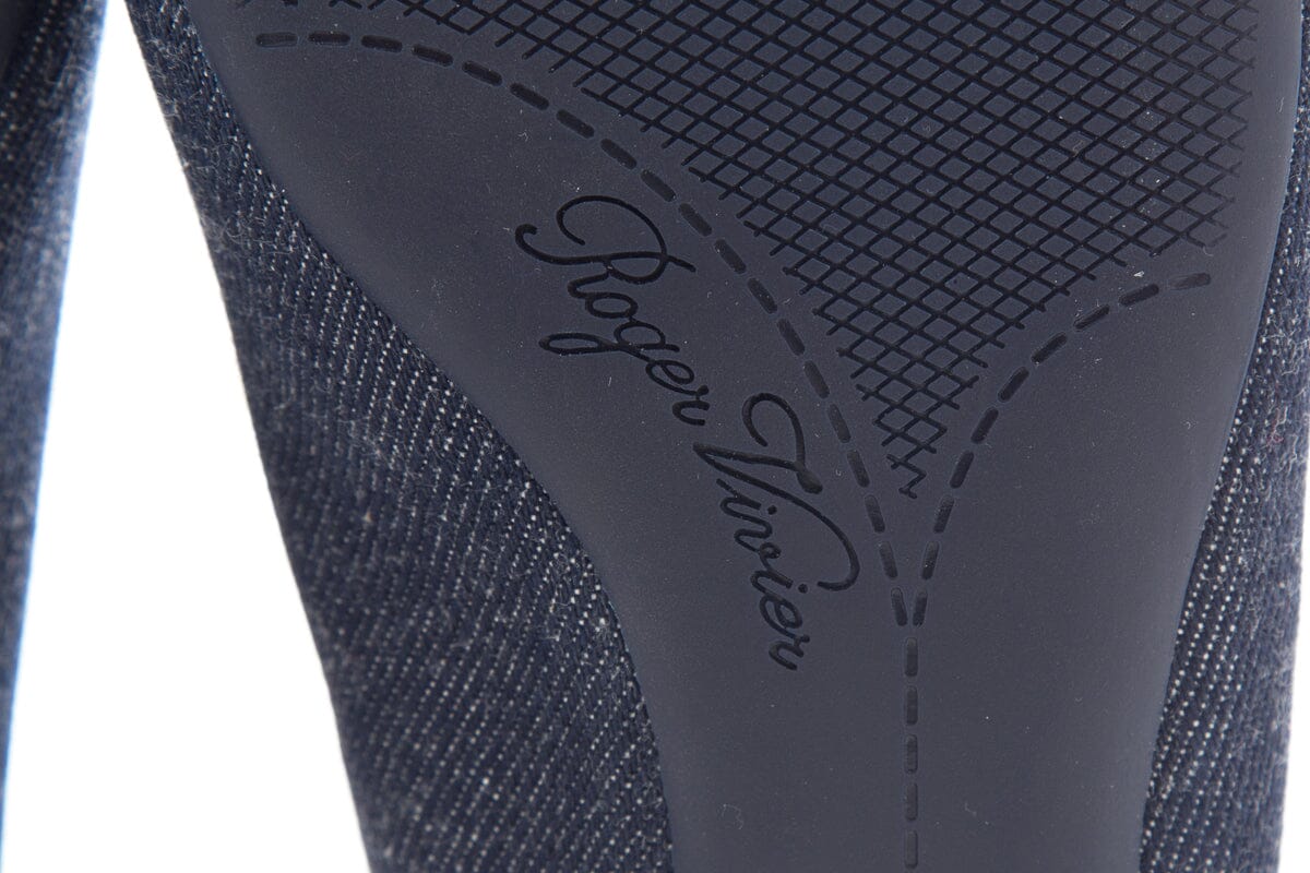 Roger Vivier Gommettine Denim Sling-back Flats SZ 38.5