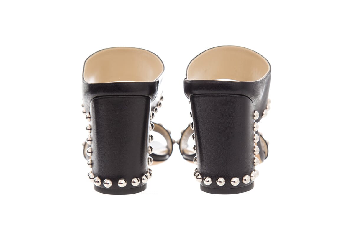 Jimmy Choo Black Leather & Silver Stud SZ 37