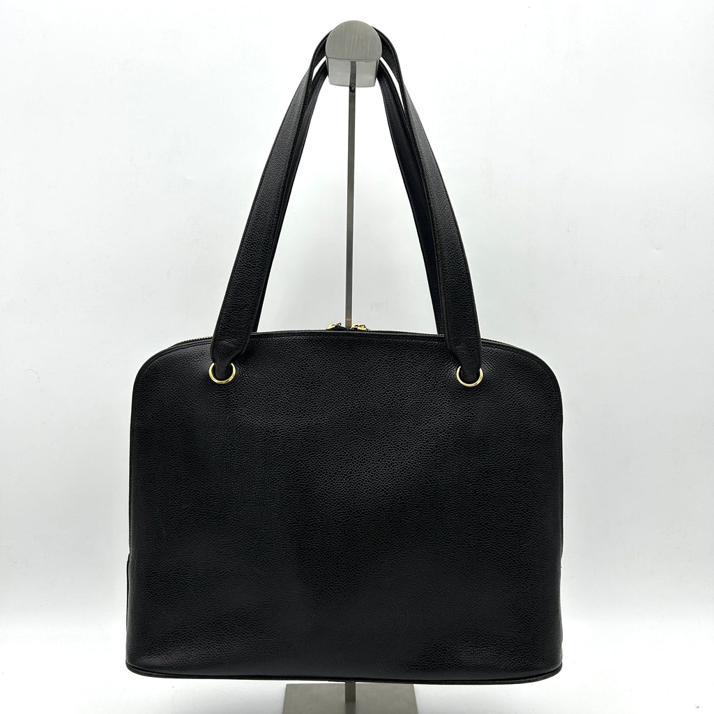 Pre-owned CHANEL Caviar Large CC Shoulder Bag Black  WD012636