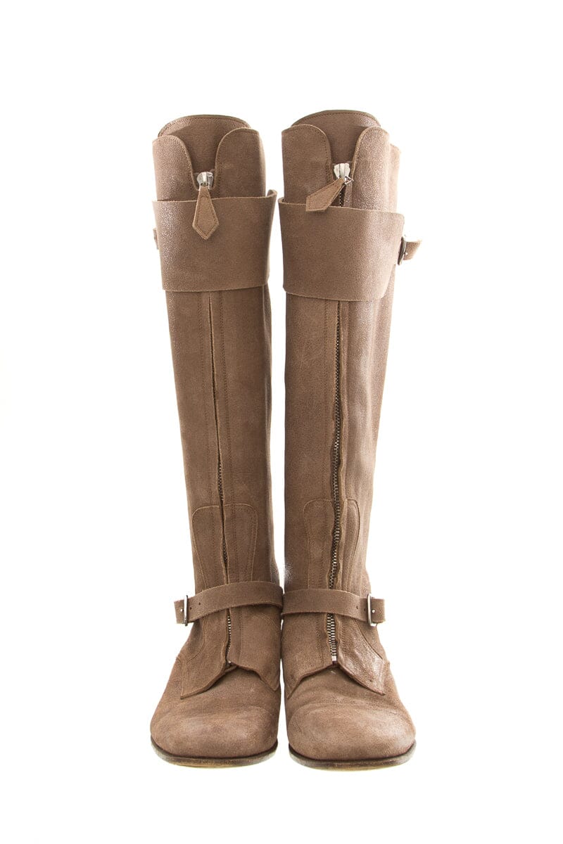 HermÃƒÆ’Ã‚Â¨s JUMPING SUEDE Beige Riding Boots SZ 38.5