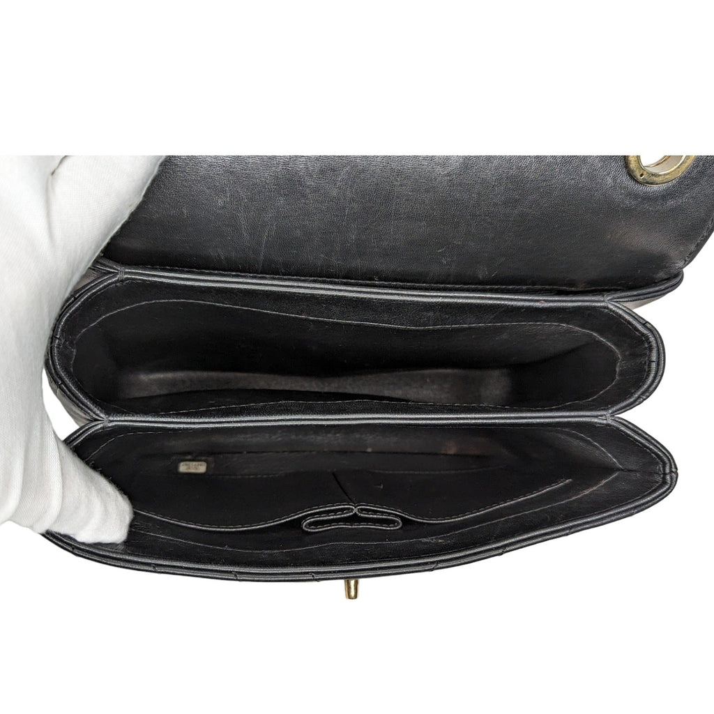 Chanel Black Trendy CC Chevron Top Handle Flap Bag