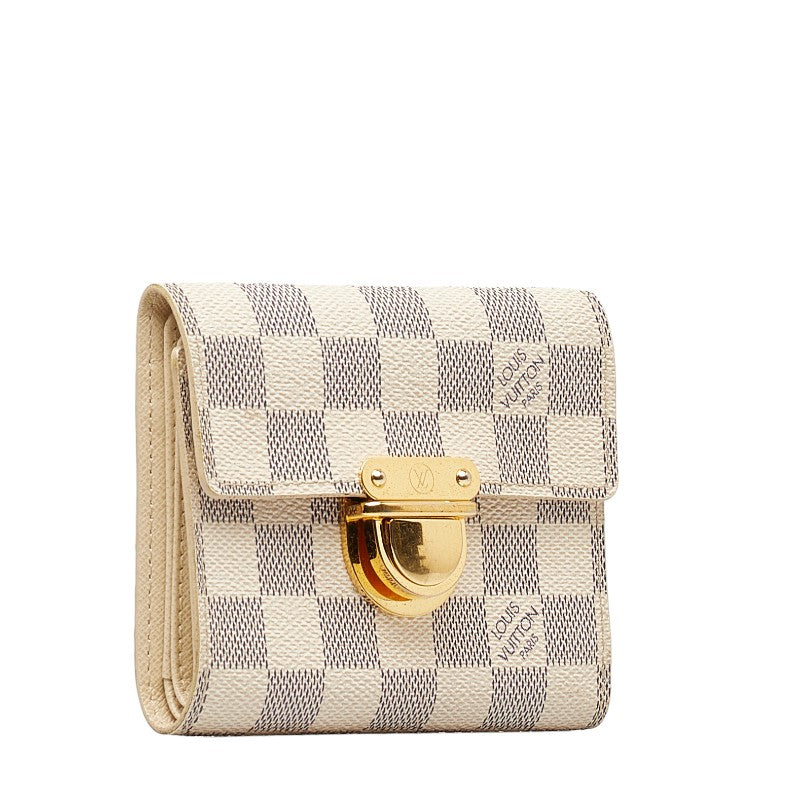 Louis Vuitton Damier Azur Porte Foyle Coala Double Fold Wallet N60013 White PVC  Louis Vuitton