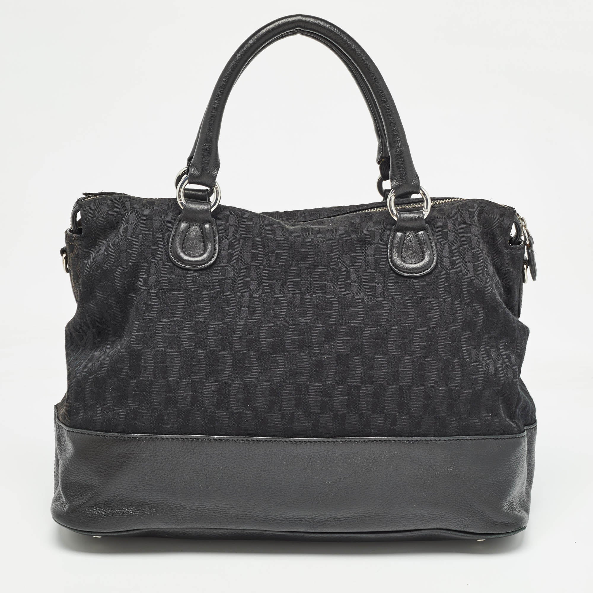 Dior Black Monogram Canvas And Leather Front Pocket Tote