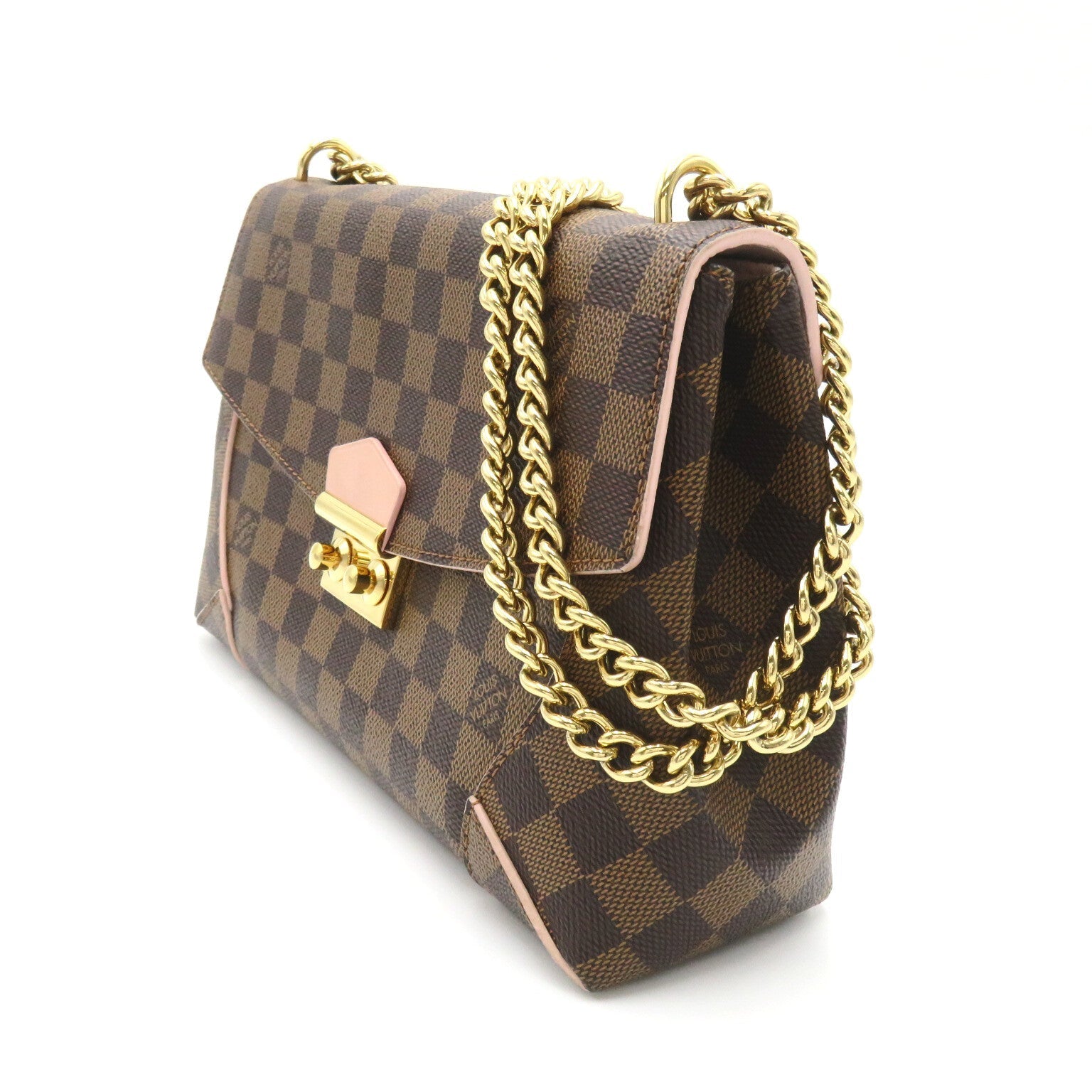 Louis Vuitton Case Clutch Shoulder Bag PVC Coated Canvas Damier  Brown/Pink N41597