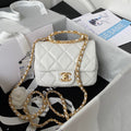 CHLSmall GlamIap Bag Gold Hardware White For Women Handbags, Shoulder Bags 7.9in/20cm AS3450