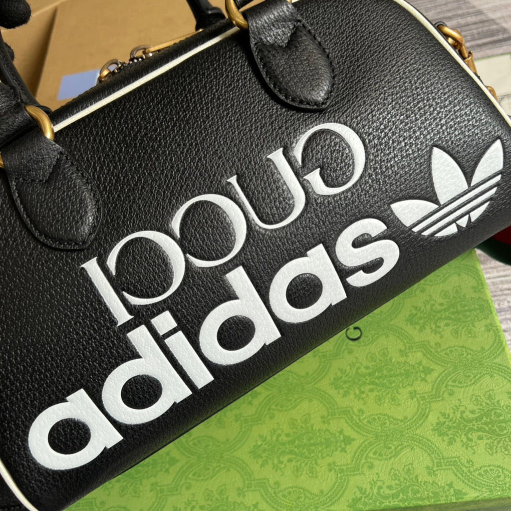 gg x Adidas Mini Duffle Bag Black For Women, Women’s Bags 12.4in/32cm gg 702397 U3ZCT 8726