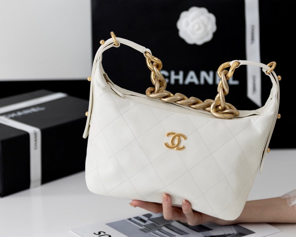 CHLMeGLAMIum Hobo Bag White For Women 11in/28cm