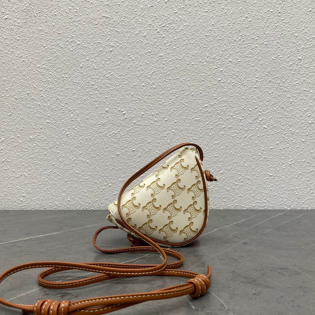 GLAMI Mini Triangle In Triomphe Canvas With GLAMI Print White For Women 8in/21cmÃƒâ€šÃ‚Â 