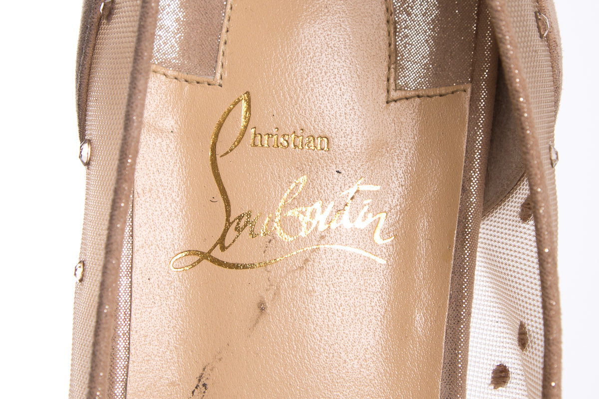 Christian Louboutin Nude Follies Strass Flats SZ 41