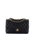 CHANEL Classic Double Flap Bag Quilted Caviar Jumbo