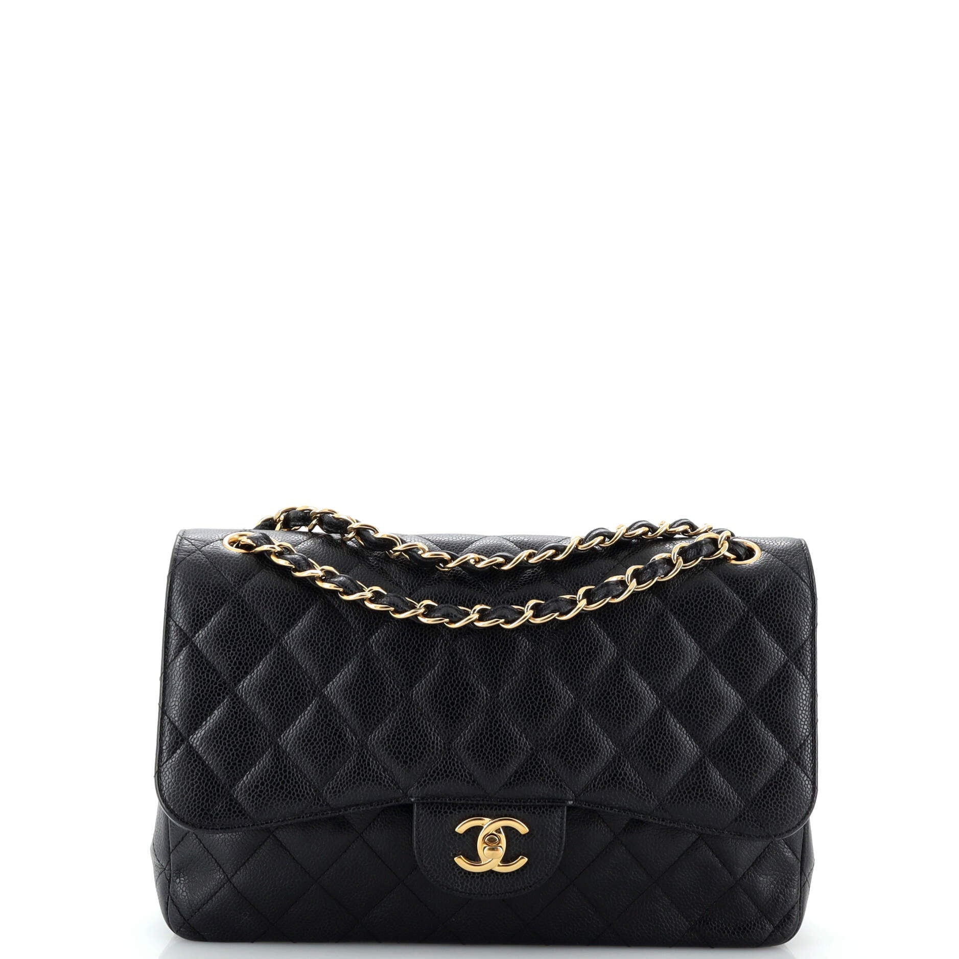 CHANEL Classic Double Flap Bag Quilted Caviar Jumbo