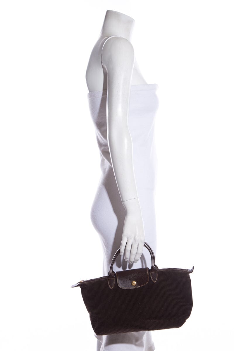 Longchamp Brown Courdoroy Handbag