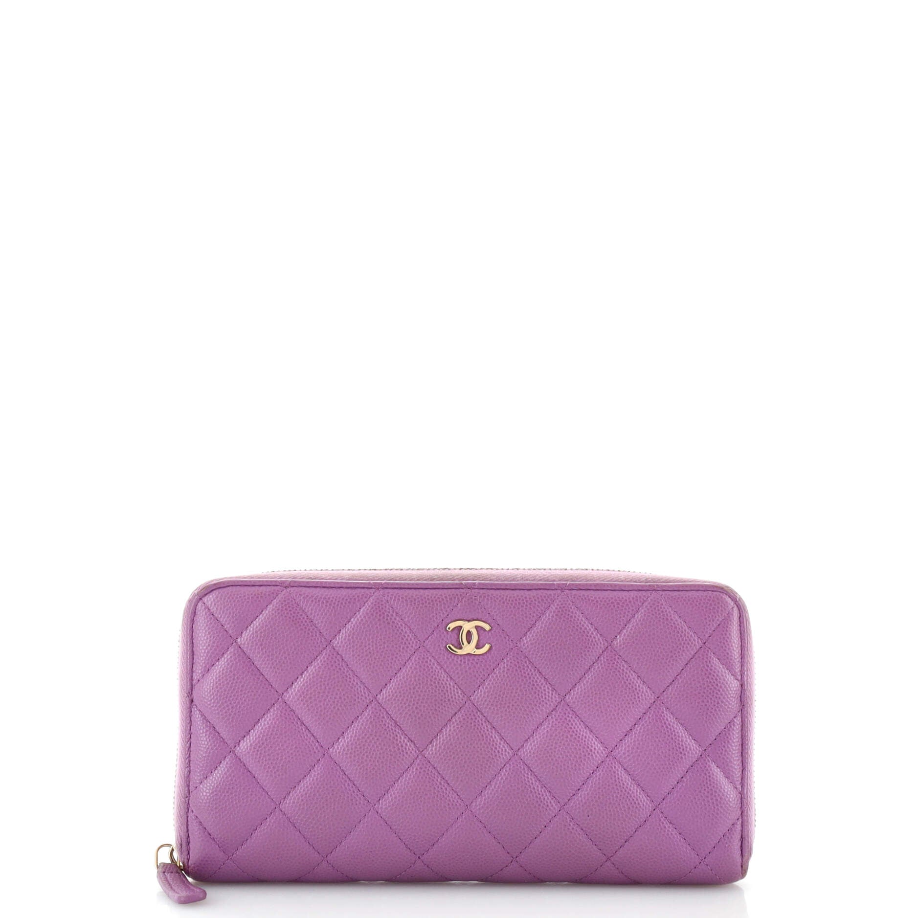CHANEL Zip Around Wallet Quilted Caviar Long