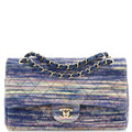 CHANEL Classic Double Flap Bag Quilted Multicolor Denim Medium