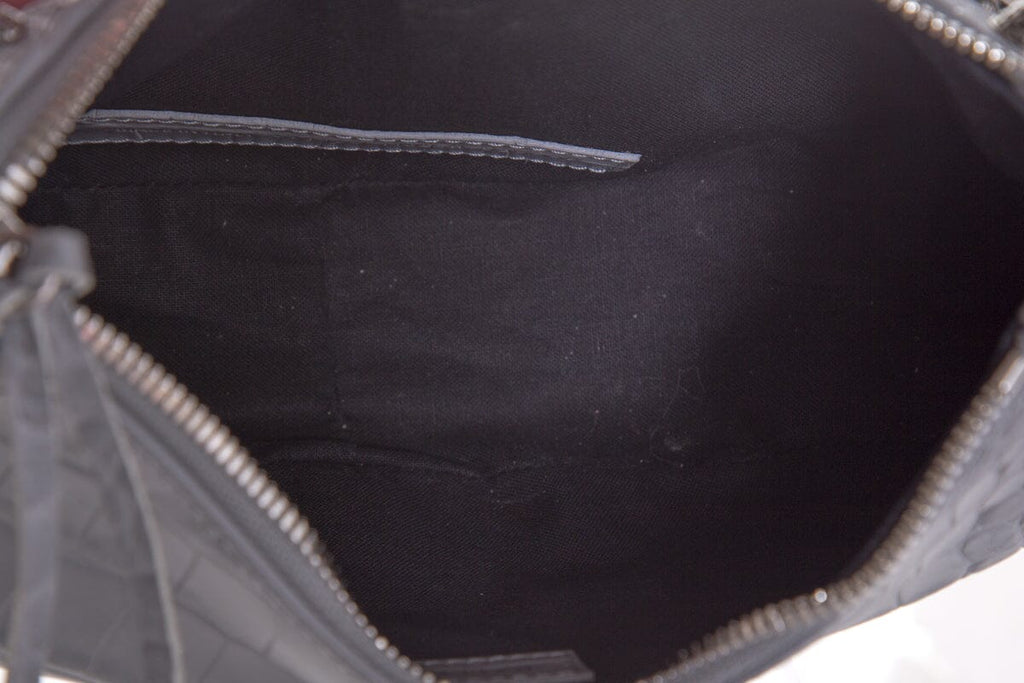 Balenciaga Grey Cagole Croc Embossed Shoulder Bag
