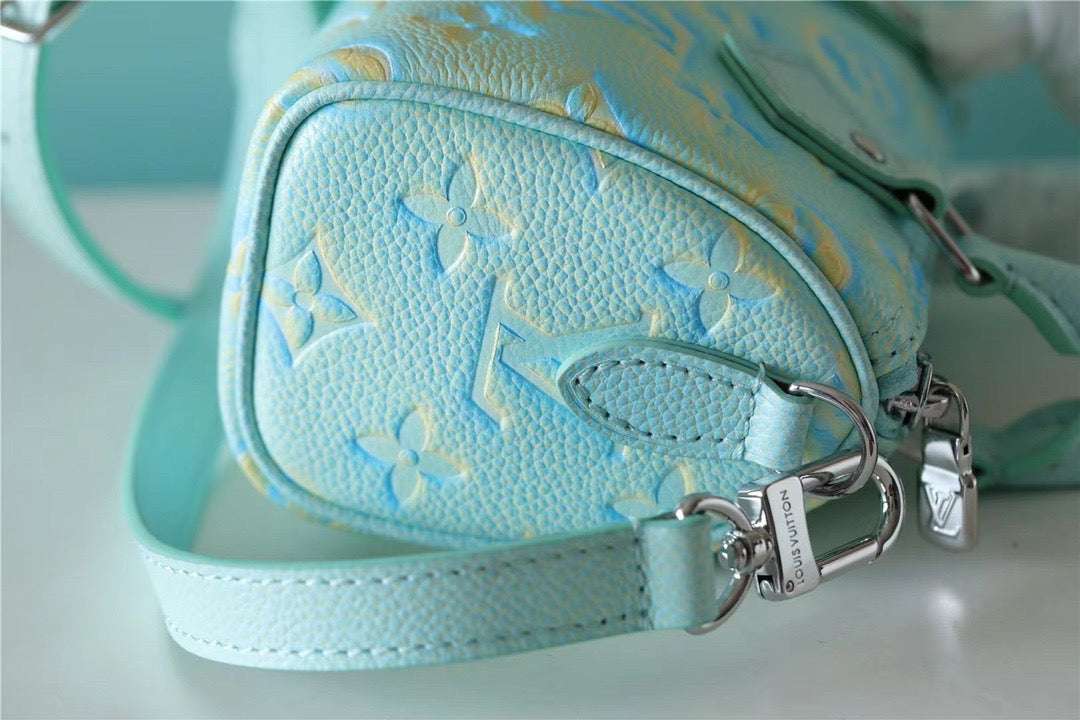 LV Nano Speedy Monogram Empreinte Vert D’eau Green For Women,  Shoulder And Crossbody Bags 16cm/6.3in LV 