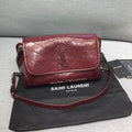 GLAMI Niki MeGLAMIum Crinkled Shoulder Bag Burgundy For Women 11in/28cm YSL