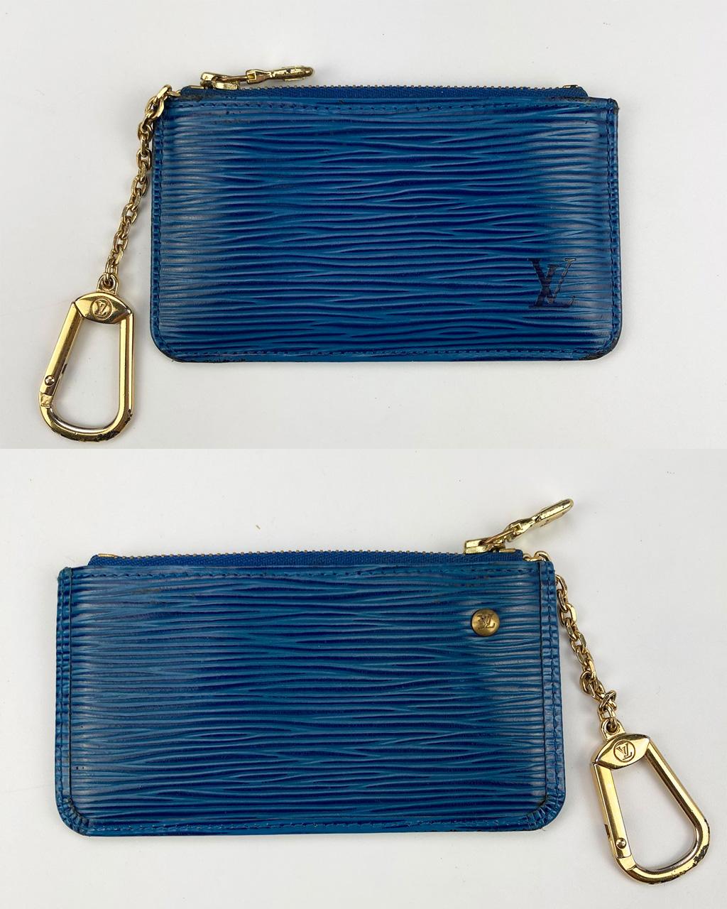 Louis Vuitton Blue Epi Lussac Tote Pochette Wallet And Jewelry Pouch