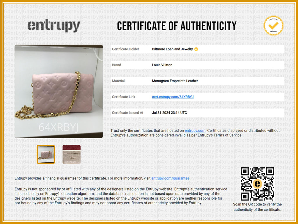 Louis Vuitton Pink Monogram Embossed Lambskin Coussin Pochette