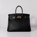 GLAMI Birkin With Textures Black For Women Gold Toned Hardware 14in/35cm