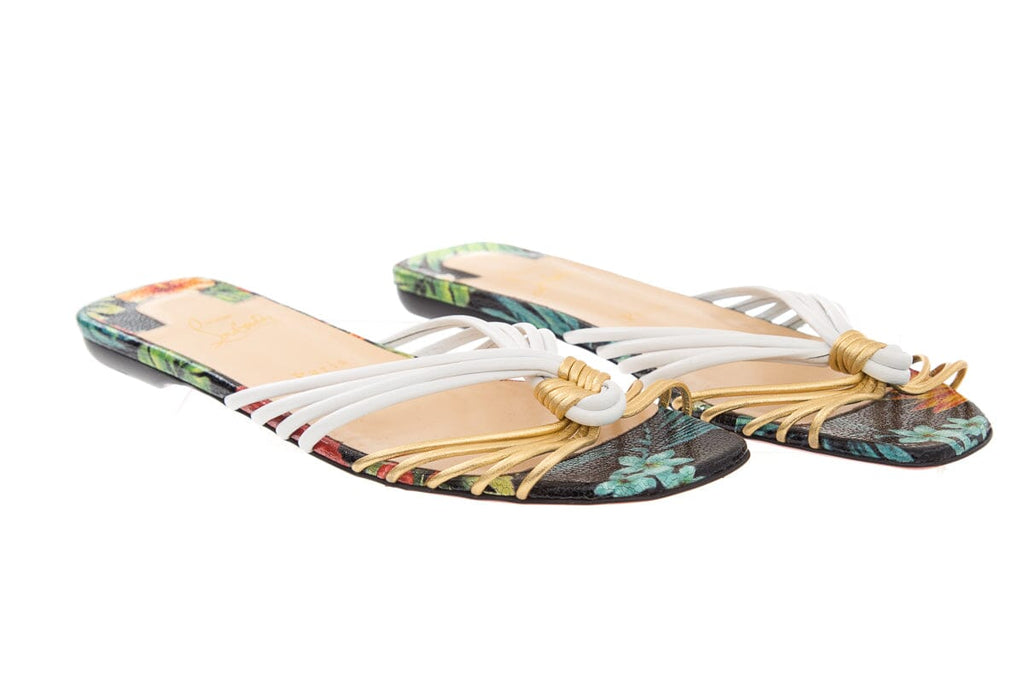 Christian Louboutin Floral Flat Slip On Sandal SZ 39