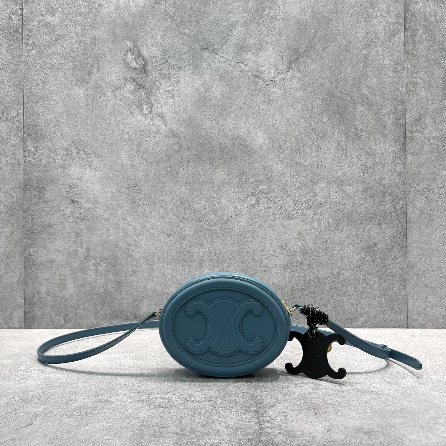 GLAMI Crossbody Oval Purse Cuir Triomphe Blue For Women 6in/16cm 10I703DPQ.07DD