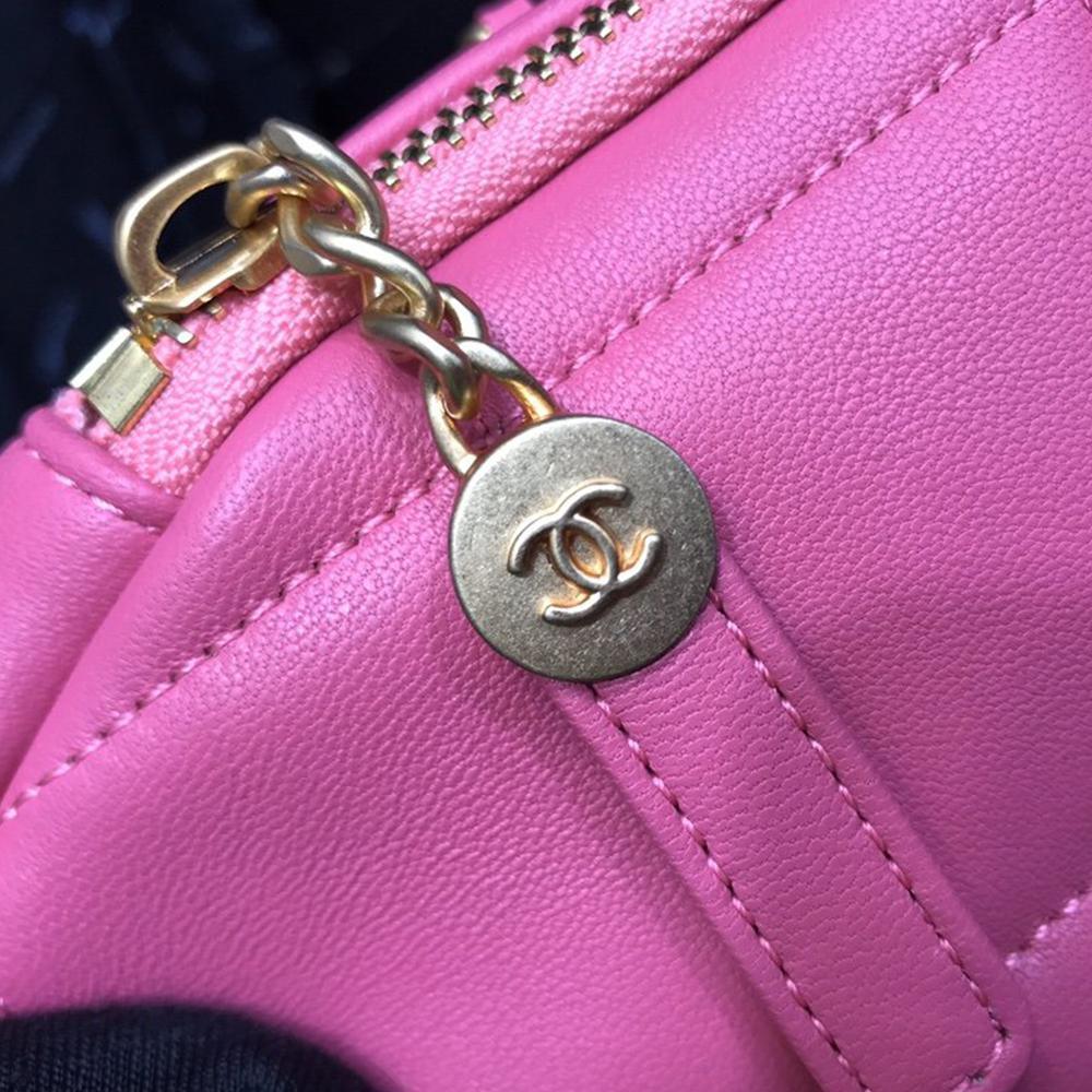 Chanel lambskin diamond cut Pink bag