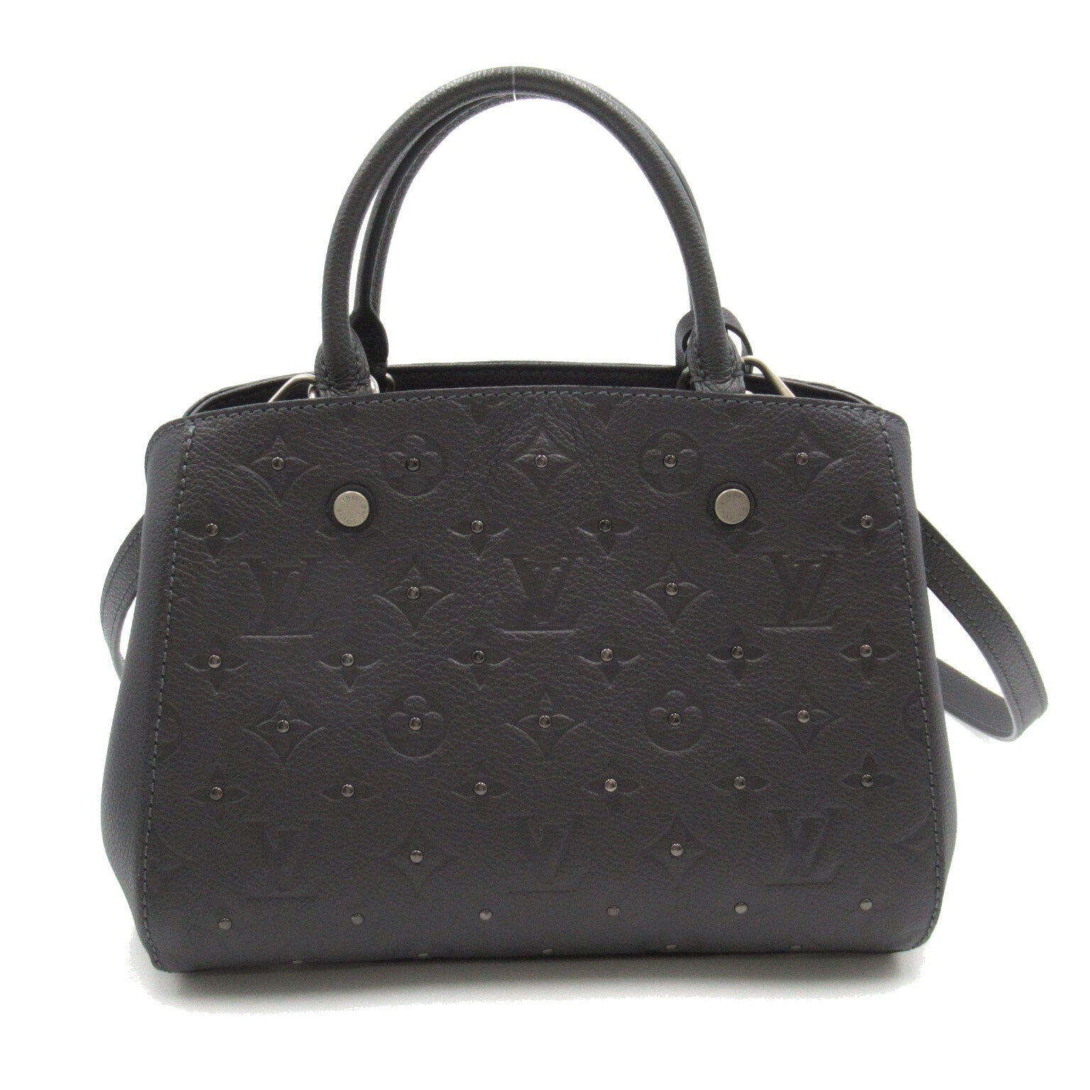 Louis Vuitton Montaigne BB 2w Shoulder Bag Leather Monogram Emplant  Grey Platinum M50665