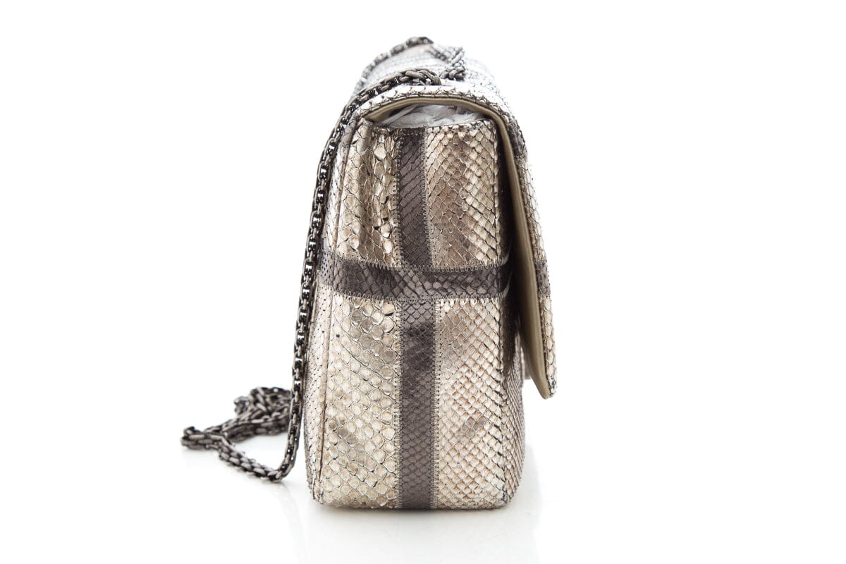 Chanel Gold & Gray Python 2012 Handbag