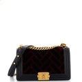 CHANEL Boy Flap Bag Chevron Patchwork Velvet with Calfskin Old Medium