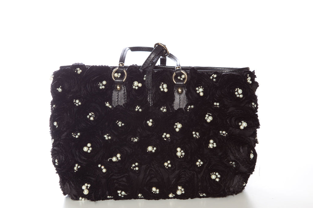 Valentino Garavani Small Rosier Black Tote