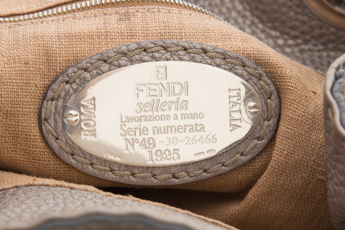 Fendi Taupe Leather Handbag