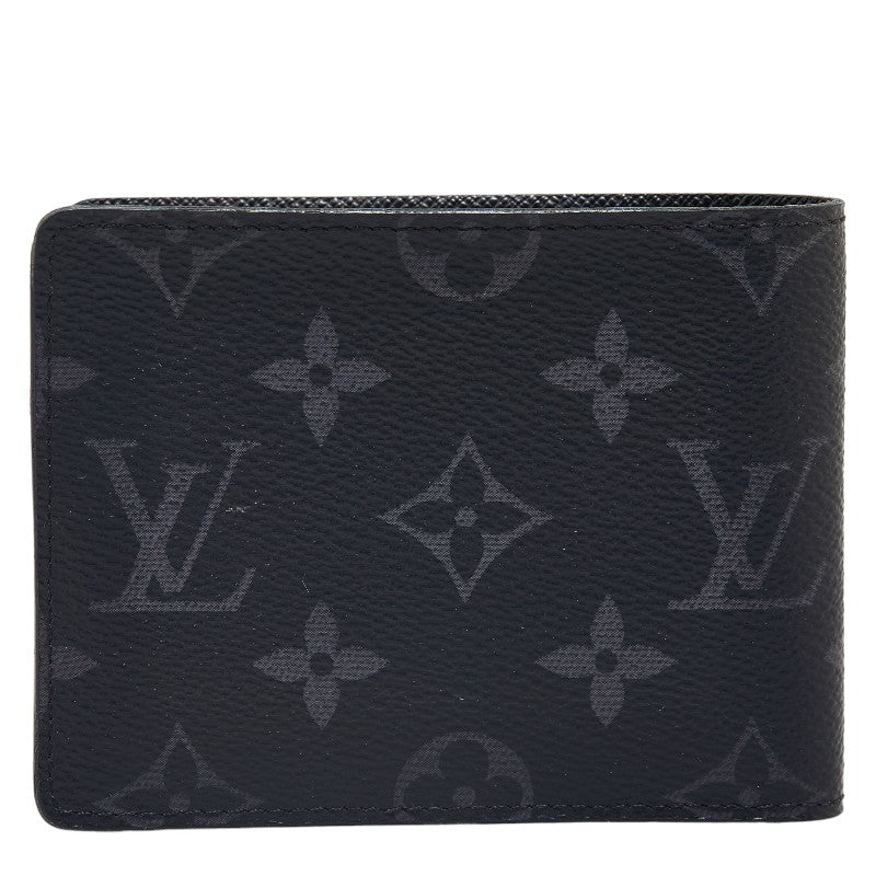 Louis Vuitton Monogram Eclipse Portefolio Slender Double Fold Wallet M62294 Black PVC Mens LOUIS VUITTON