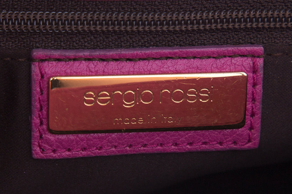 Sergio Rossi Magenta Lizard Skin Shoulder Bag