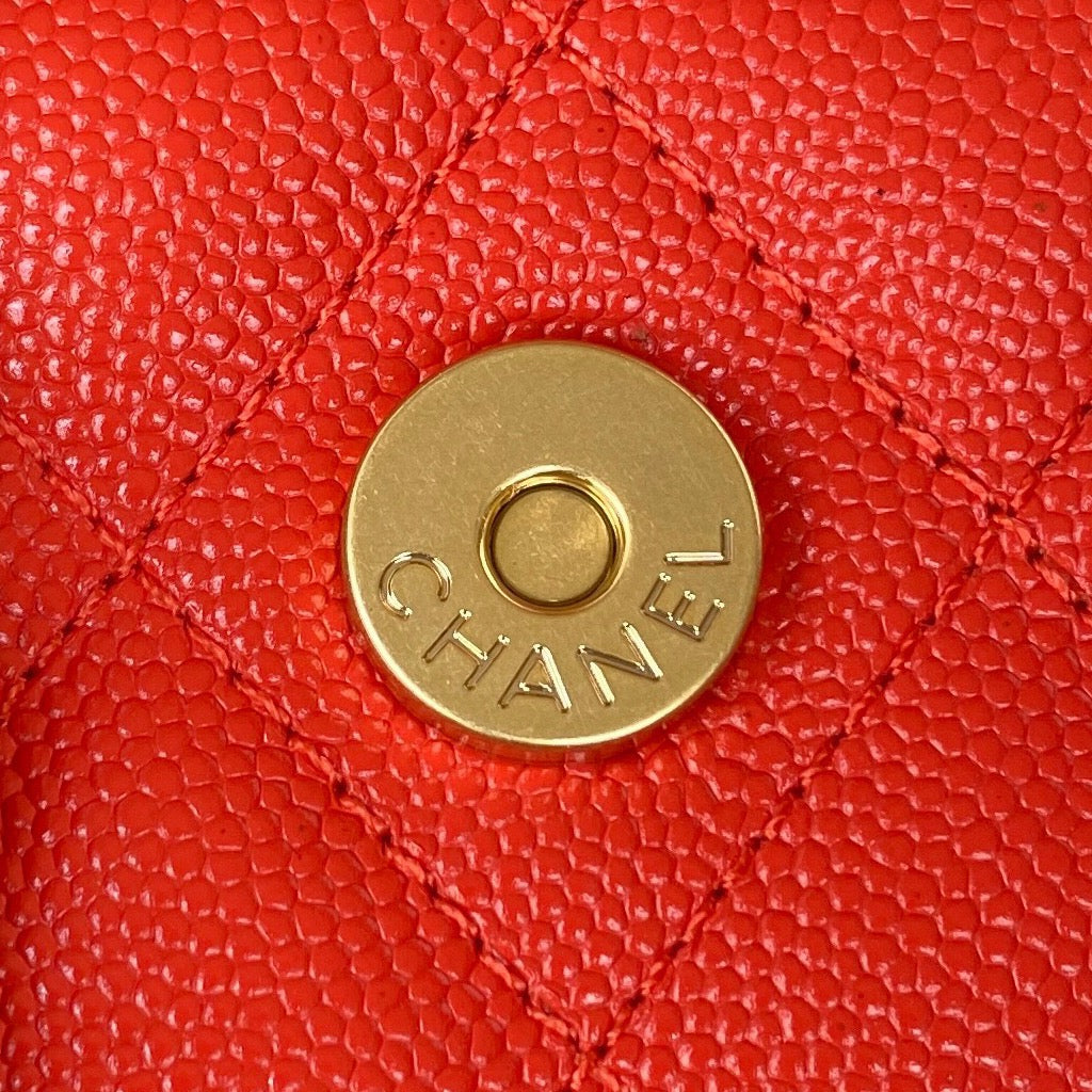 CHL Clutch With Chain Gold Hardware Grained Shinny Red For Women, Women’s Handbags, Shoulder Bags 4.7in/12cm AP2857