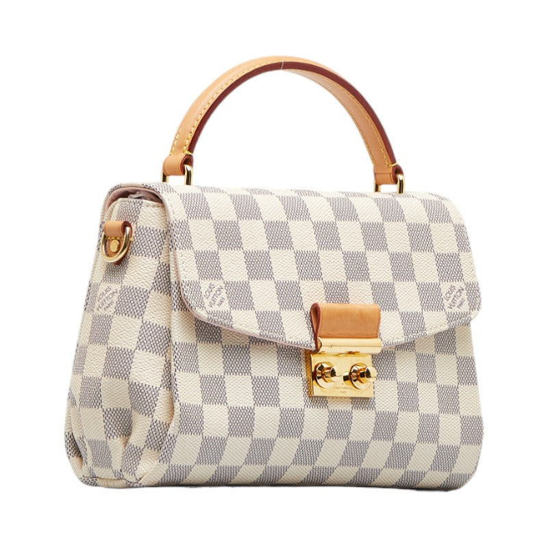 Louis Vuitton Damier Azur Handbag Shoulder Bag 2WAY N41581 White PVC Leather  Louis Vuitton