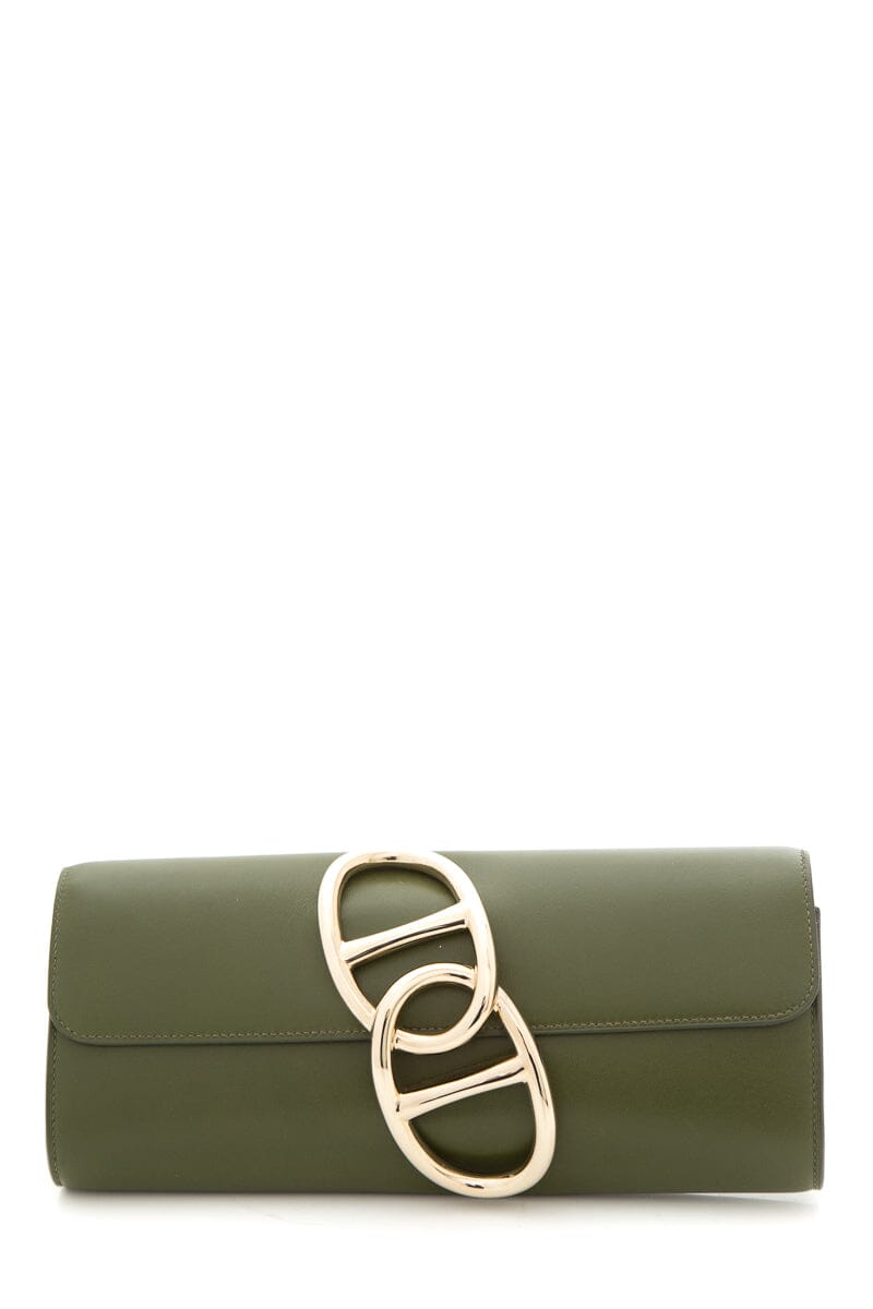 HermÃƒÆ’Ã‚Â¨s 2013 Q EGEE Dark Green Box Calf Clutch