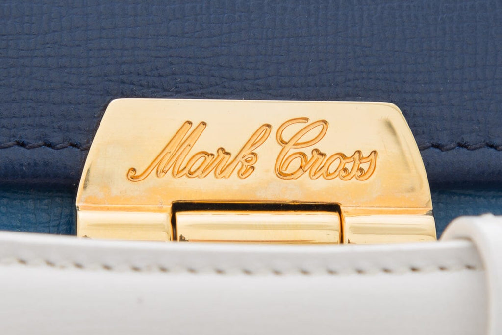 Mark Cross Blue & Orange Grace Box Handbag
