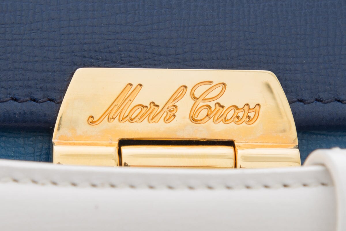 Mark Cross Blue & Orange Grace Box Handbag