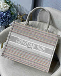 GLAMI Large Book Tote Bag Canvas Stripes Embroidery For Women 42cm/16.5in CD