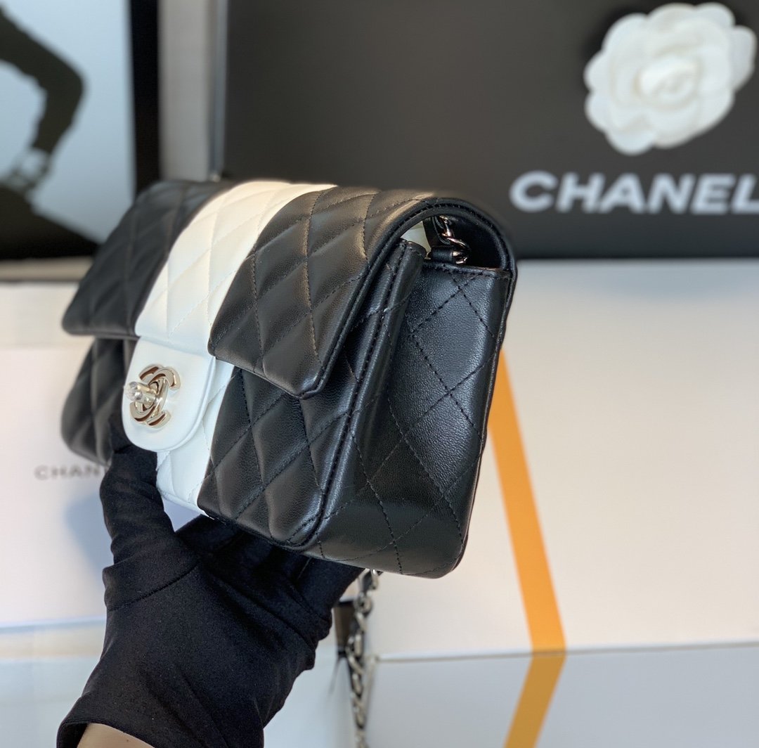 CHLMini GlamIap Bag Black and White For Women 9.8in/25cm