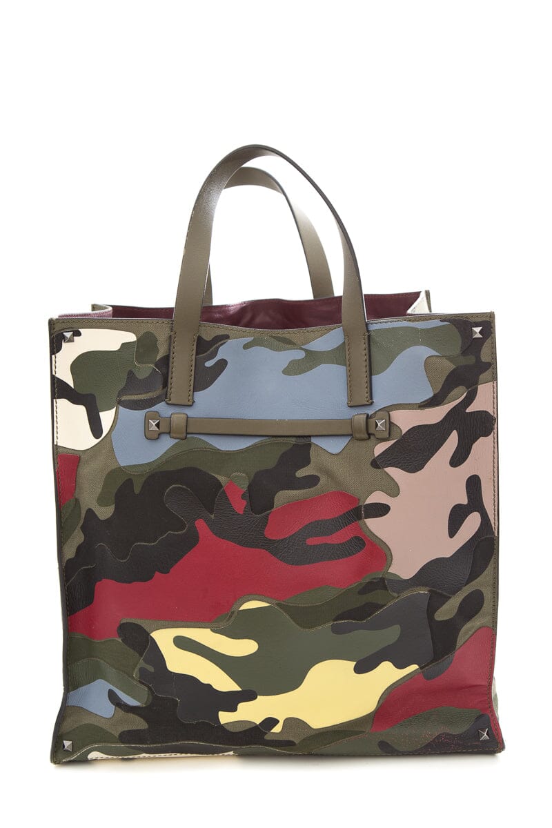 Valentino Camo Abstract Stitch Tote
